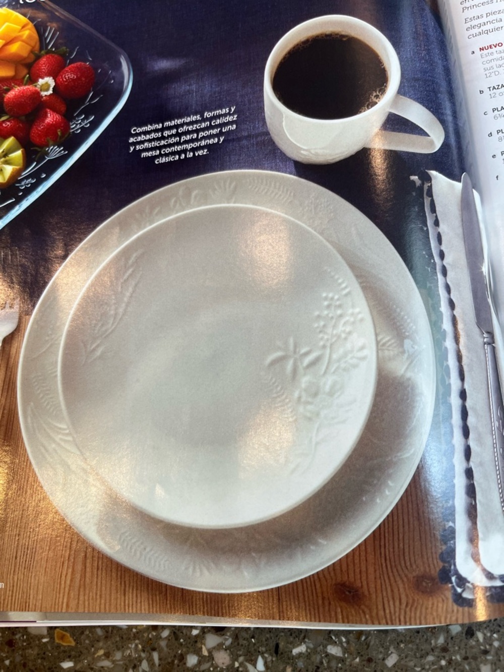 Princess house Classic White Embossed Dinner Plates - Set of 4